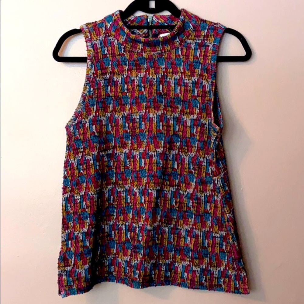 Anthropologie mock neck sleeveless blouse